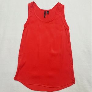 Mango Suit Collection, Silky Sleeveless Blouse Long Tank, Size 4 US, Fiery Red
